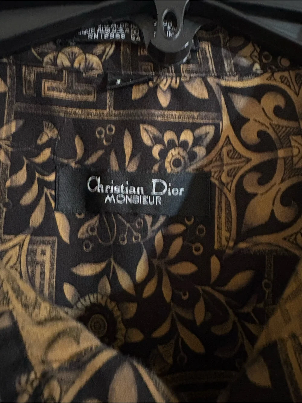 Authentic Christian Dior vintage Black and Gold Patterned Lightweight Shirt